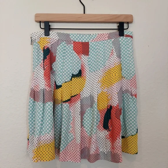 1 State Mini Skirt Polka Dot Print Side Zip Multi Color Sz S - Picture 3 of 12